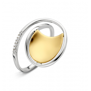 eNGi collections  ring in 14 krt. geelgoud met witgoud en 0.04 crt. briljant. Eventueel mogelijkheid tot plaatsen van vingerafdruk - 11111372