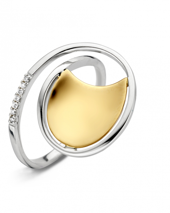 eNGi collections  ring in 14 krt. geelgoud met witgoud en 0.04 crt. briljant. Eventueel mogelijkheid tot plaatsen van vingerafdruk - 11111372