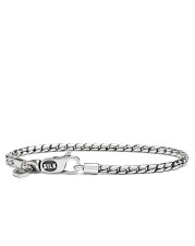 zilveren Silk armband geoxydeerd, ronde schakel 19 cm en voorzien van karabijnhaak - 11111424