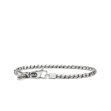 zilveren Silk armband geoxydeerd, ronde schakel 19 cm en voorzien van karabijnhaak - 11111424