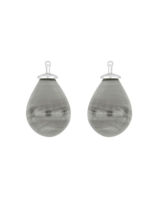 zilveren Heinzendorff oorhangers 14 mm kleine glasdruppels, kleur  92 - 11111436