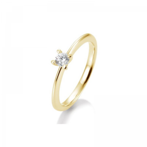 14 karaats geelgouden solitairring met een vier poots chaton bezet met een briljant geslepen diamant van 0,30 crt. W/SI - 11111469