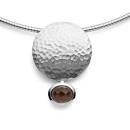 Bastian, zilveren gerhodineerde hanger met hamerslag bewerking en een ovaal geslepen rookkwarts, model 41191 - 11111495