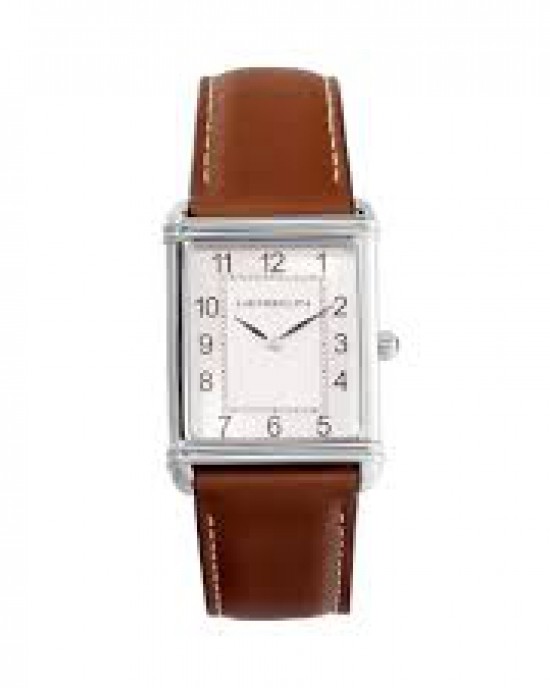 Michel Herbelin Art Deco rechthoekig horloge, arabische cijferaanduiding, stalen kast en lederen band, saffier glas, model 17468-22GO - 11111549