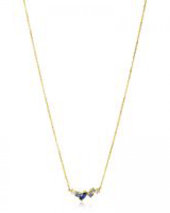 14 karaats geelgouden fantasie Zinzi collier met blauw en wit zirkonia, refnr. ZGC381, lengte 43 cm - 11111574