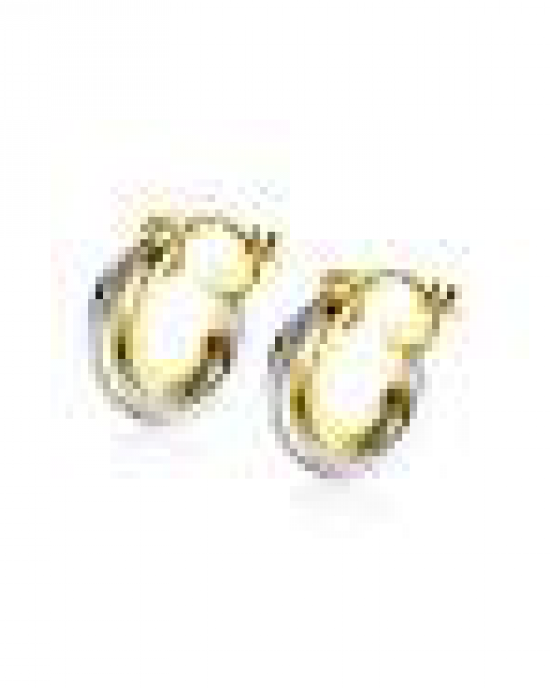 14 krt bicolor gouden Zinzi fantasie creolen, gekruiste banden, ZGO334B - 11111580