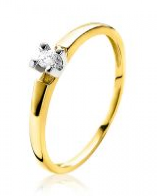 14 karaats bicolor gouden Zinzi solitairring, 4-poots chaton waarin een briljant geslepen diamant 0,05 crt P/W is gezet - 11111611