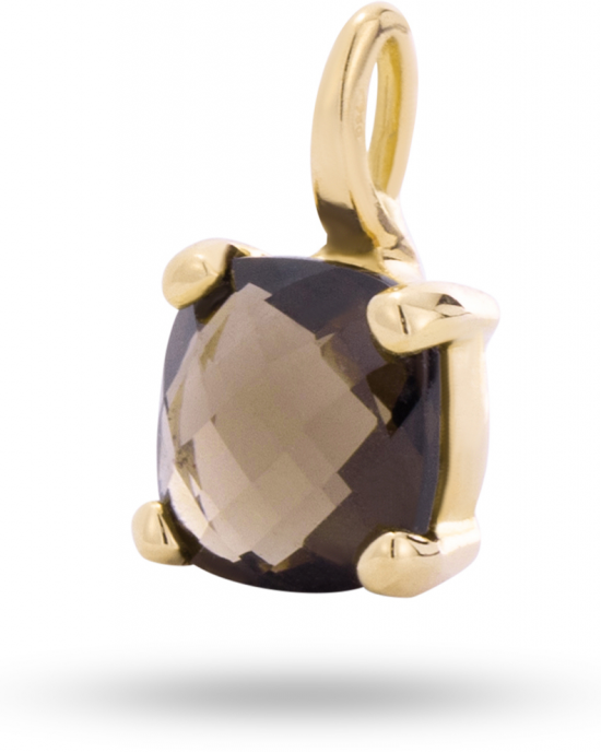 18 krt roségouden Monzario hanger met een kussenvormig en gefacetteerd geslepen rookkwarts in 4 poots chaton - 11111647