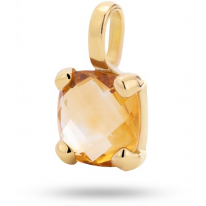 18 krt geelgouden Monzario kleursteen hanger, kussenvormig en gefacetteerd geslepen Citrien in een 4-poots chaton, H651 Geel - 11111666