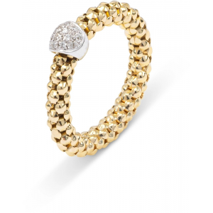 18 krt geel-witgouden Monzario ring, flexibele rekconstructie, met in een witgouden bontje meerdere diamantjes pavé gezet, totaal 0,09 ct G-Vs, Stella Milano R1440 - 11111668