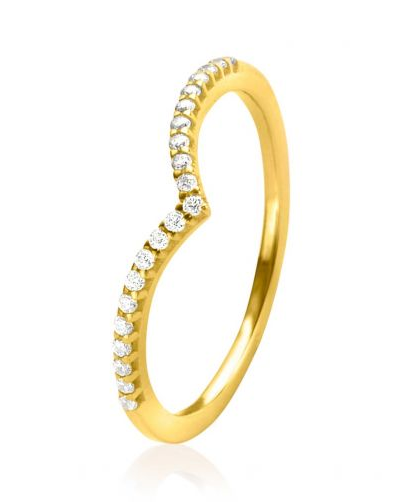 14 krt geelgouden fantasie Zinzi ring, v-vormig en verfraaid met zirconia's - 11111791