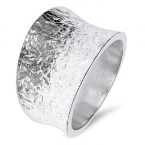 Zilveren NOL ring handgesmeed, hol gezet dikte 2 mm, onder folie bewerkt, model AG77167.F - 11111807
