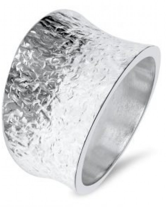 Zilveren NOL ring handgesmeed, hol gezet dikte 2 mm, onder folie bewerkt, model AG77167.F - 11111807