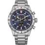 Citizen ecodrive chronograaf horloge. stalen kast en band , blauwe wijzerplaat met rode accenten - 11111849