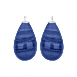 Heide Heinzendorff creoolhangers, zilveren grote glazendruppels in kleur blauw nr. 45 - 11111895