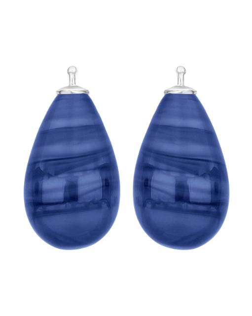 Heide Heinzendorff creoolhangers, zilveren grote glazendruppels in kleur blauw nr. 45 - 11111895