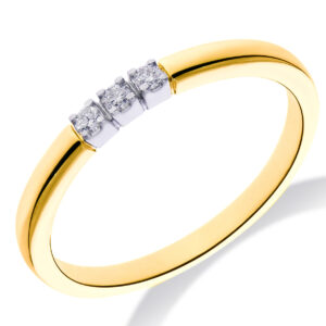 14 karaats bicolor gouden memoire ring, verfraaid met 3 x 0.02 crt briljant geslepen diamant , totaal 0,06 ct H-Si - 11111947