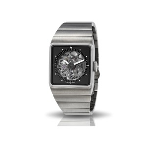 Lip horloge Big TV Titan Skelet 671656,  automaat rechthoekig, kast en band volledig Titanium, semi-skelet horloge, voorzijde saffierglas, band inclusief vouwsluiting, glazen deksel, 5 atm - 11112020