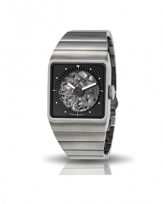 Lip horloge Big TV Titan Skelet 671656,  automaat rechthoekig, kast en band volledig Titanium, semi-skelet horloge, voorzijde saffierglas, band inclusief vouwsluiting, glazen deksel, 5 atm - 11112020