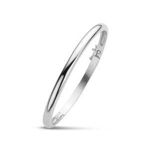 massief zilveren bangle, voorzien van een veiligheidsachtje en ruimte aan de binnenzijde. bol, 6 mm x 63 mm doorsnede, LARGE - 11112050