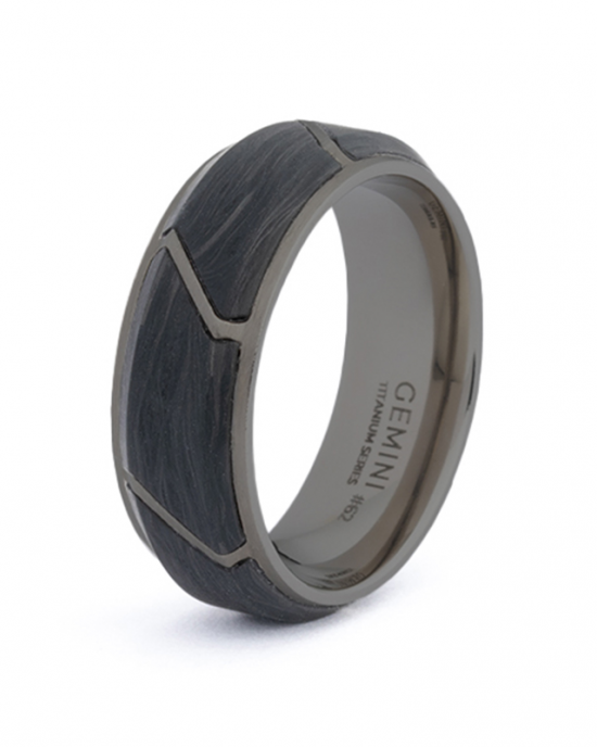 Gemini Carus ring, titanium met ingelegt carbon - 11112088