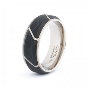 Gemini Carus silver ring, titanium met ingelegt carbon - 11112089
