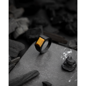 Gemini Credo 10 mm black tiger ring, donker titanium met mat tijgeroog - 11112091