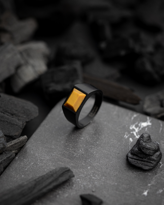 Gemini Credo 10 mm black tiger ring, donker titanium met mat tijgeroog - 11112091