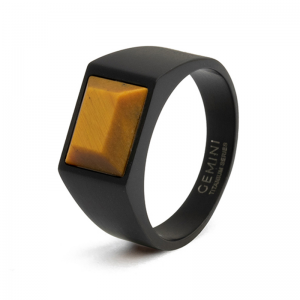 Gemini Credo 10 mm black tiger ring, donker titanium met mat tijgeroog - 11112091