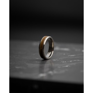 Gemini Rota ring; 6 mm brede titanium ring. light tiger met ingelegt tijgeroog - 11112094