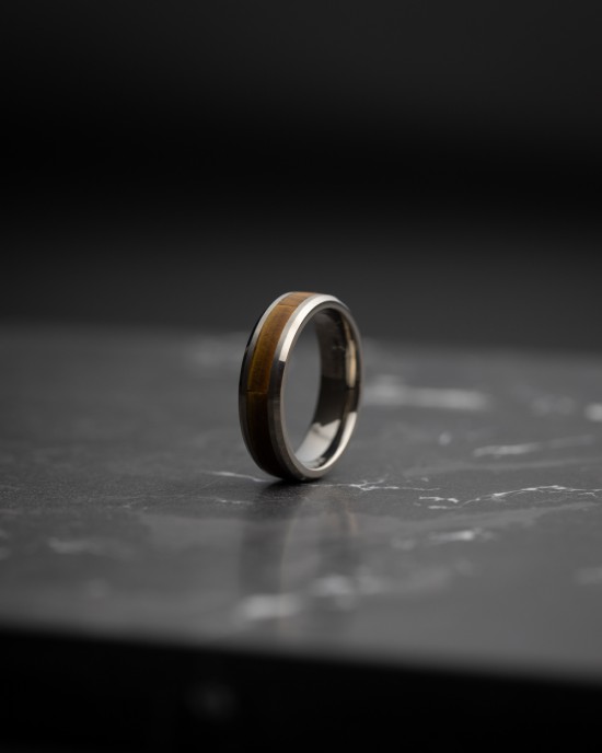 Gemini Rota ring; 6 mm brede titanium ring. light tiger met ingelegt tijgeroog - 11112094