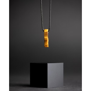 Gemini Tantum hanger Tiger; zwart gecoat edelstaal collier met tijgeroog hanger. te dragen op 46 en 56 cm. - 11112098