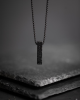 Gemini Tantum hanger black lava , zwart gecoat edelstaal collier met lava steen hanger. te dragen op 46 en 56 cm. - 11112100
