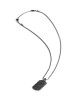 Gemini Bellum hanger black ; zwart gecoat edelstaal vossenstaart collier met carbon hanger aan de achterzijde te graveren en te dragen op 55 en 65 cm. - 11112103