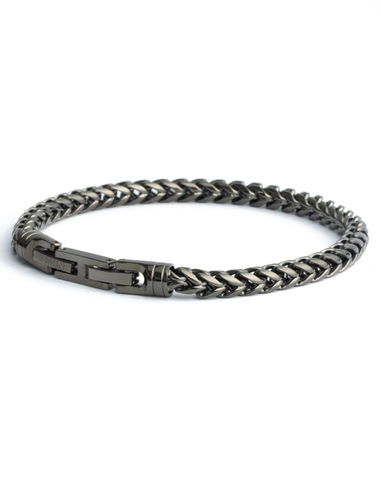 Gemini Milia black armband, zwart gecoat edelstaal vossenstaart armband, maat M-L - 11112106