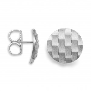 Bastian, zilver gerhodineerde oorstekers, cirkels met een reliëf dambord bewerking. refnr. 40271 - 11112109