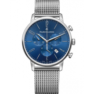 Maurice Lacroix Herenpols horloge uit de serie ELIROS CHRONOGRAPH met blauwe wijzerplaat en metalen milanaiseband Refnr,EL1098-SS006-420-1 - 11112138