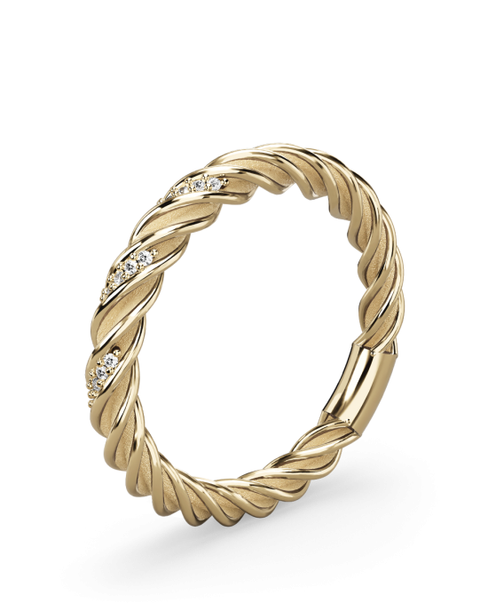Luis & freya modern Waves ring 3.0 in 14 karaats geelgoud bezet met 15 briljant geslepen diamanten met een gezamenlijk gewicht van 0,08 crt.Op maat 56 Refnr. 1.210.022.003 - 11112172