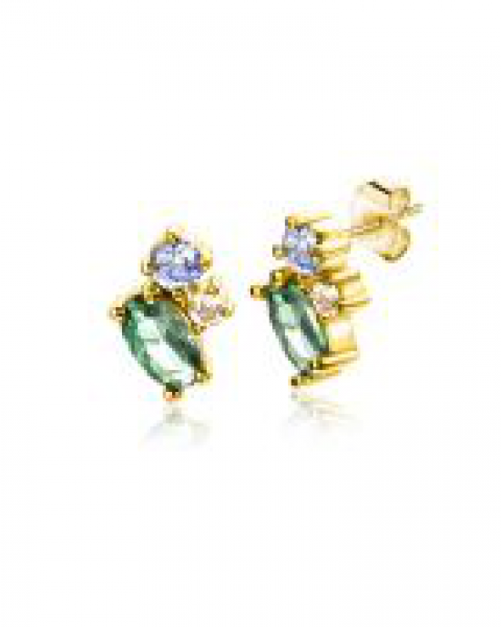 14 karaats geelgouden oorsieraden met gekleurde zirkonia steentjes uit de Zinzi collectie met refnr. ZGO379 - 11112178