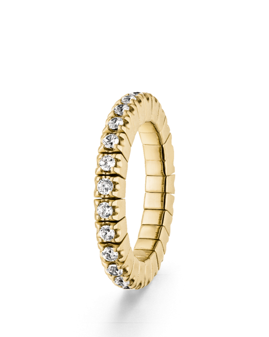 Luis & Freya 14 karaats honingkleur gouden flexibele volle entouragering met 22 briljant geslepen witte diamanten van elk 0,05 crt. Medium maat. KleurGH en Zuiverheid VS. 1.10 crt. totaal. - 11112225