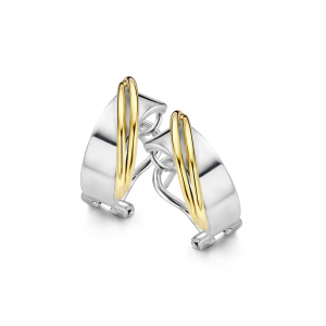 eNGi collections zilveren fantasie oorsieraden verfraaid met met 2 geelgouden draden met stekerclips mechanisme - 11112235