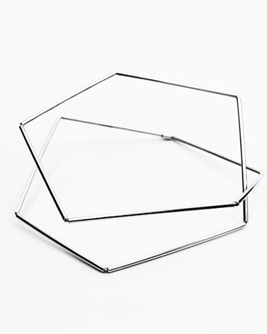 Yoko handgemaakt Bangle , Linea Rigida zilver met strakke rechte edelstalen verbindingen - 11112251