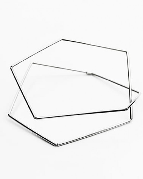 Yoko handgemaakt Bangle , Linea Rigida zilver met strakke rechte edelstalen verbindingen - 11112251
