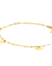 14 krt geelgouden Zinzi armband paperclipschakel met hart hangertjes,  19cm, ZGA342 - 11112258
