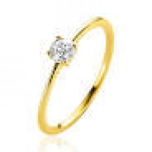 14 krt geelgouden fantasie Zinzi solitairring met zirconia in een 4-poots chaton - 11112270