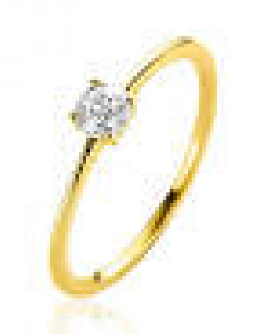 14 krt geelgouden fantasie Zinzi solitairring met zirconia in een 4-poots chaton - 11112270