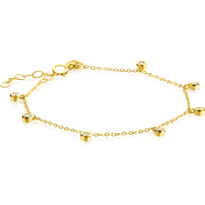 Zinzi 14 Karaats Geelgouden fantasie schakel armband met 7 zirkonia hangertjes, Refnr. ZGA451 - 11112273