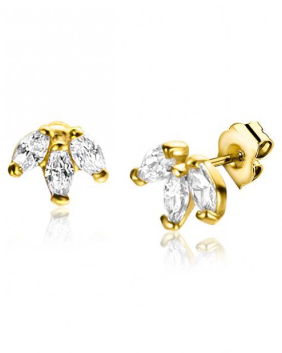 14 KARAATS Geelgouden Zinzi oorsieraden; 3 x markies waaiervorm Refnr. ZGO411 - 11112281