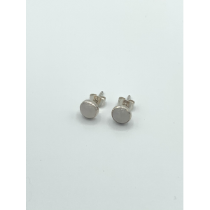 zilveren oorsteker, 6 mm cabouchon geslepen ronde labradorite - 11112317