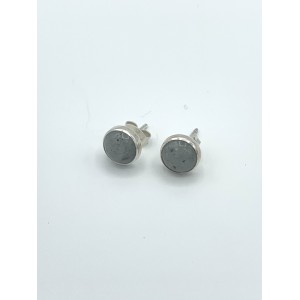 zilveren oorsteker, 8 mm cabouchon geslepen ronde labradorite - 11112319